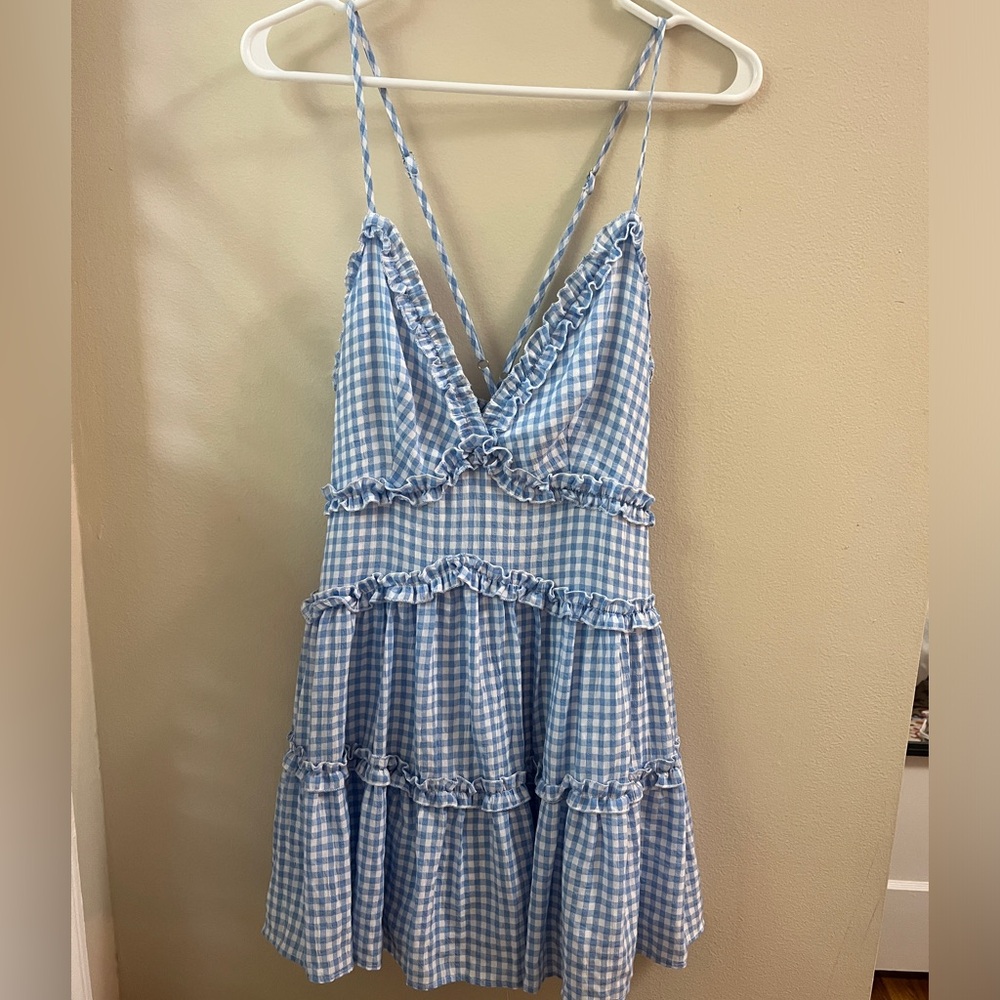 MABLE sky blue gingham dress